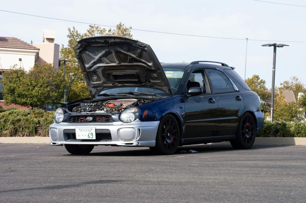 remaps darlington 8 blue subaru impreza with hood open